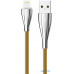 Кабель Rock metal Lightning data cable 0,3M Gold — інтернет магазин All-Ok. фото 1